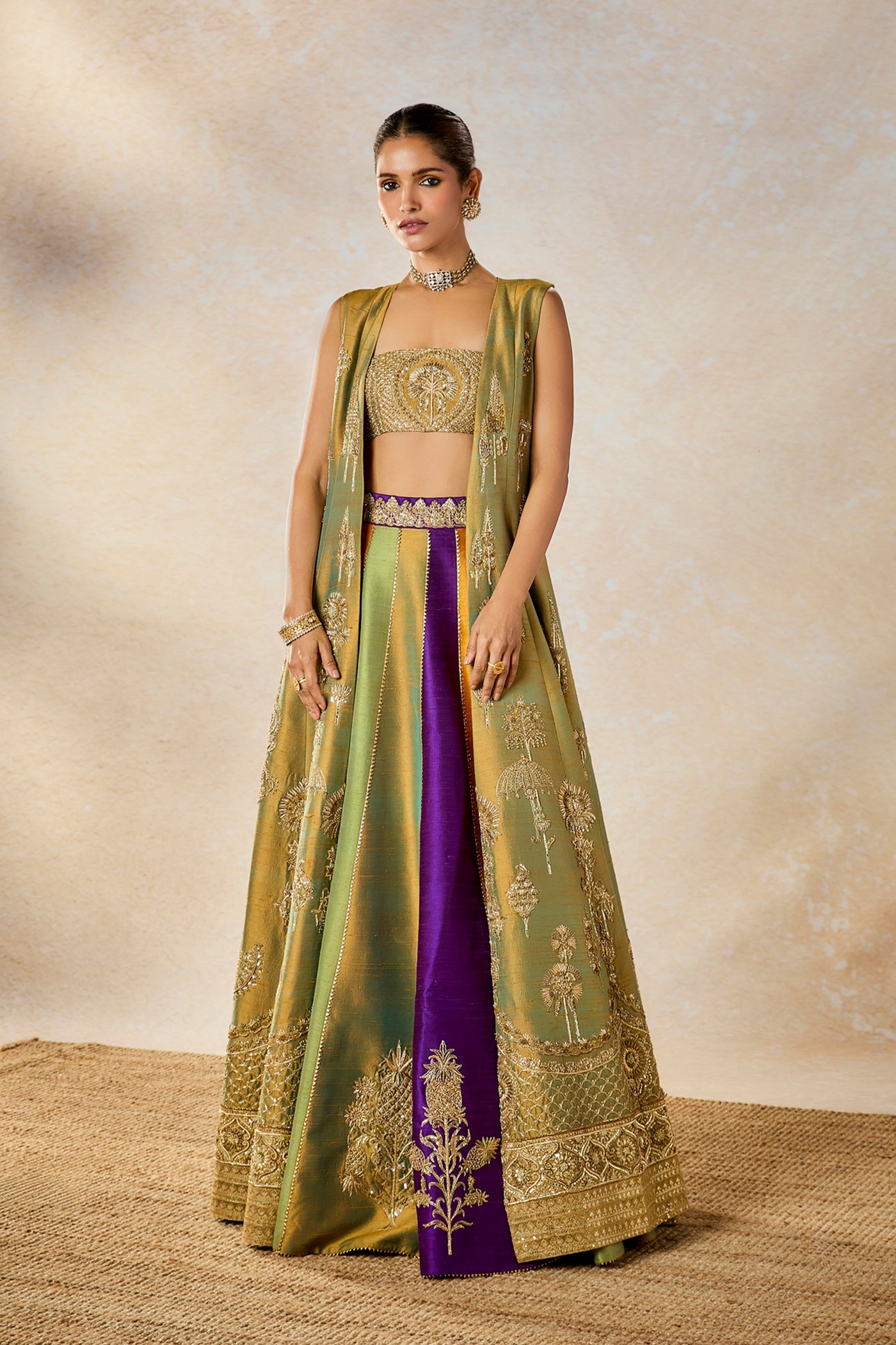 Masaba The Kesar Varak Long Jacket Lehenga Set indian designer wear online shopping melange singapore