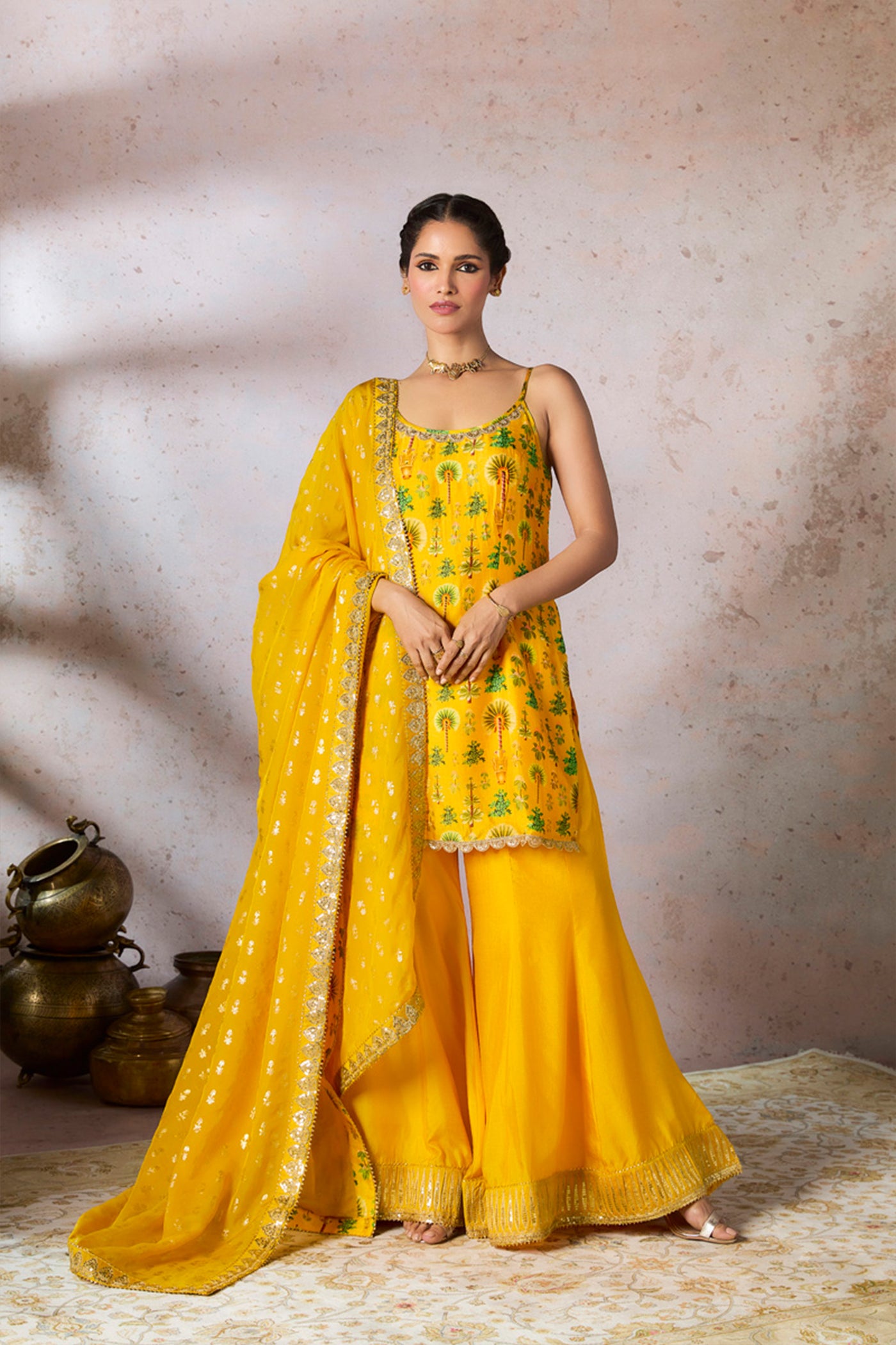 Masaba Yellow Nomadic Tribe Sharara Set indian designer wear online shopping melange singapore