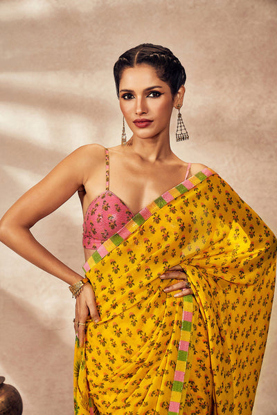 Masaba Yellow Pixie Dust Saree indian designer wear online shopping melange singapore