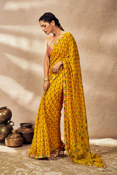 Masaba Yellow Pixie Dust Saree indian designer wear online shopping melange singapore