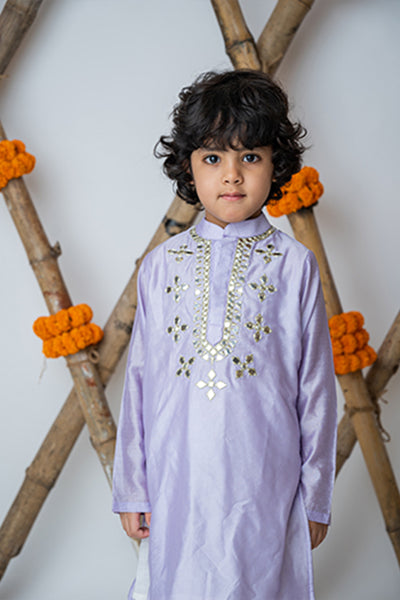 Mi Dulce Anya Mirror Embroidery Kurta Set Lilac indian designer wear online shopping melange singapore