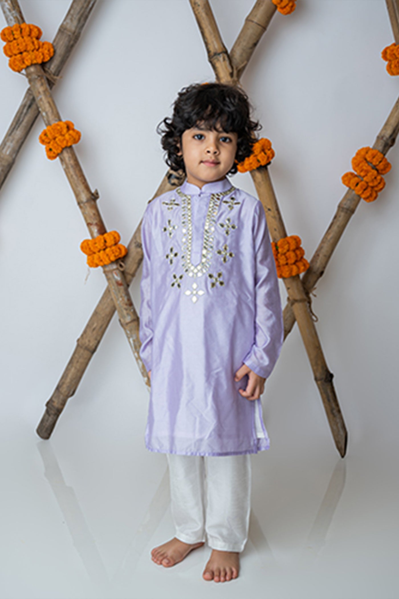 Mi Dulce Anya Mirror Embroidery Kurta Set Lilac indian designer wear online shopping melange singapore