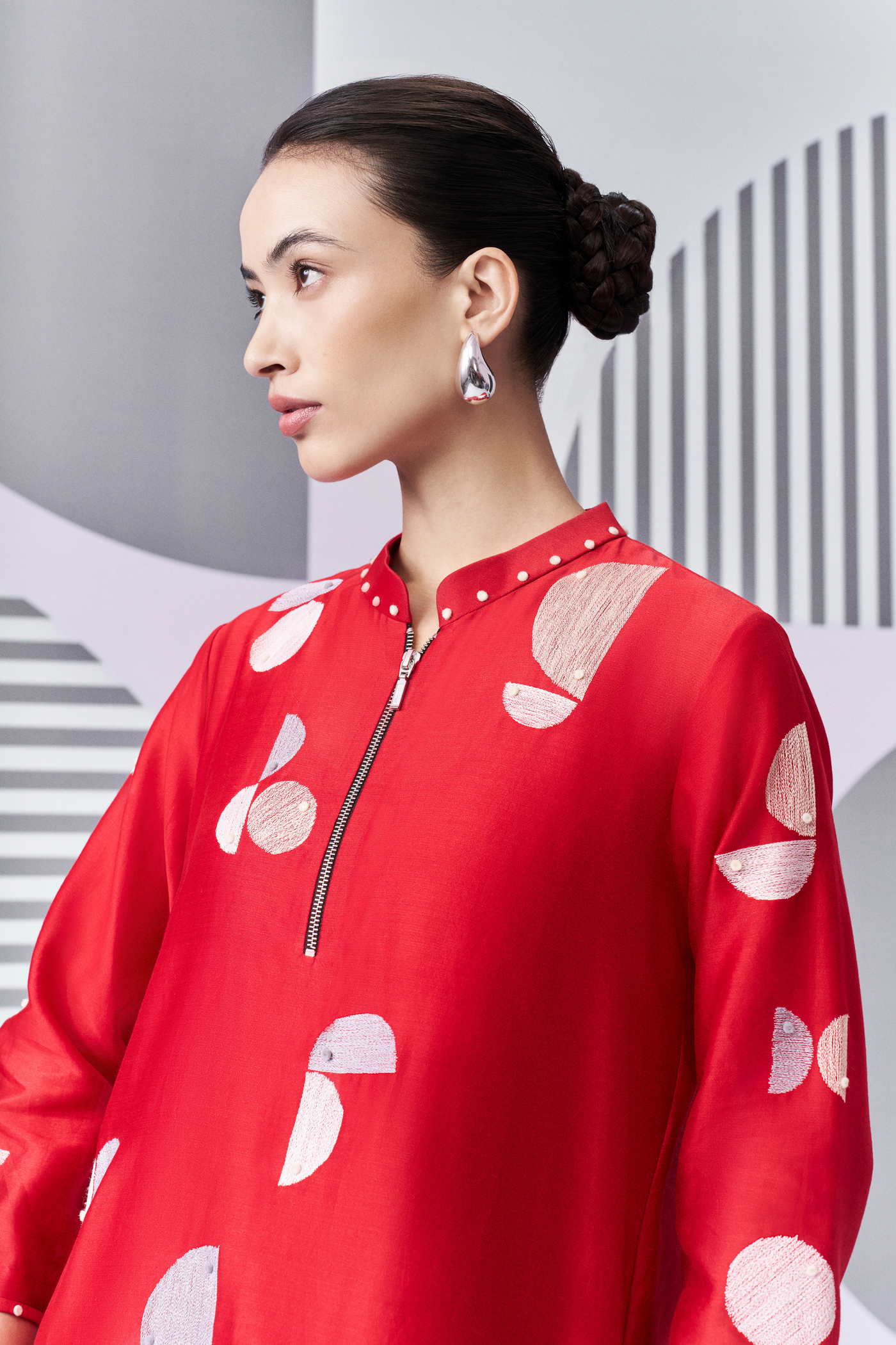 Bauhaus Trapezium Kurta Red Melange Singapore Online Shopping Nachiket Barve Indian Designer Wear