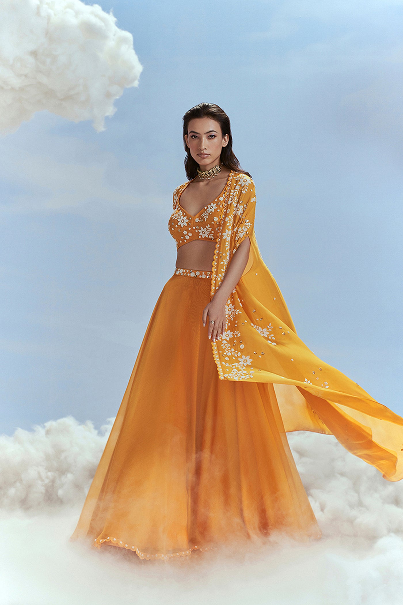 Nachiket Barve Babylon Cape Lehenga Set indian designer wear online shopping melange singapore