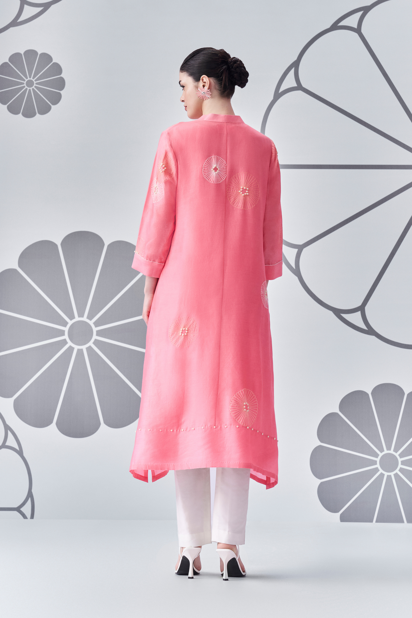 Chrysanthemum Felt Applique Kurta Nachiket Barve Online Shopping Melange Singapore Indian Designer Wear