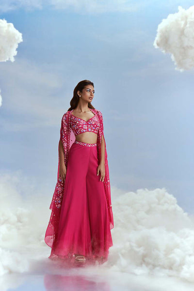 Nachiket Barve Izmir Cape And Crop Top Set indian designer wear online shopping melange singapore