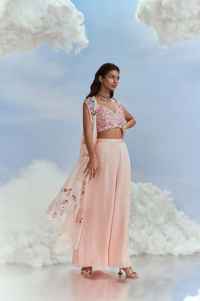 Nachiket Barve Izmir Carnations Lunar Blossom Cape indian designer wear online shopping melange singapore