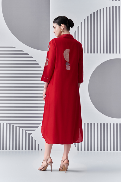 Bauhaus Shirt Dress Melange Singapore Online Shopping Indian Designer Wear Red Nachiket Barve