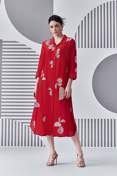 Bauhaus Shirt Dress Melange Singapore Online Shopping Indian Designer Wear Red Nachiket Barve