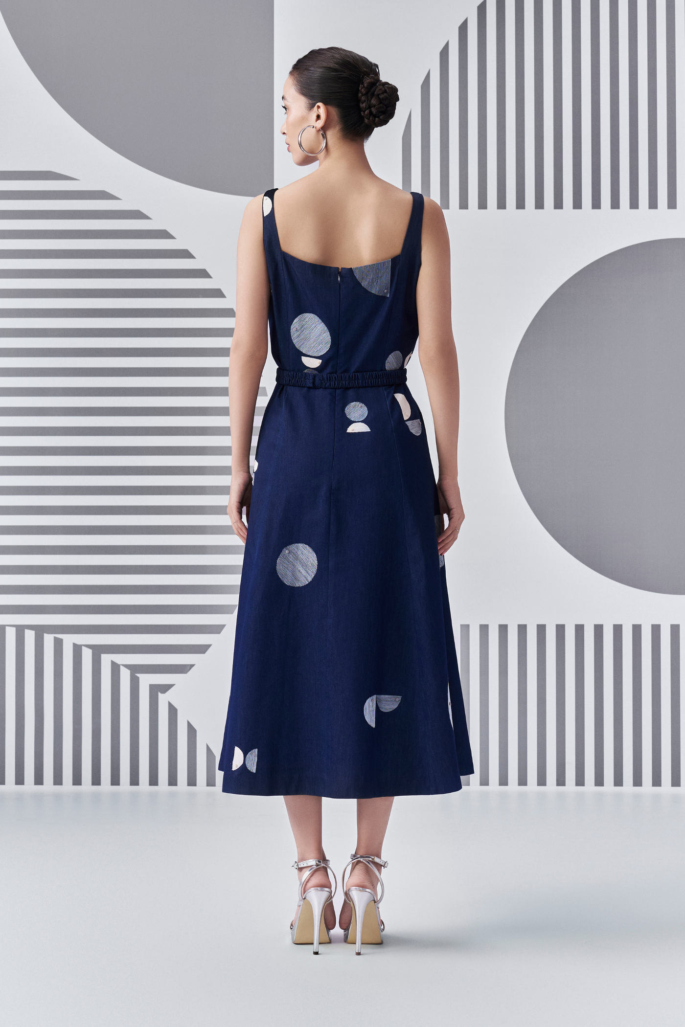 Bauhaus Denim Dress Nachiket Barve Blue Melange Singapore Online Shopping Indian Designer Wear