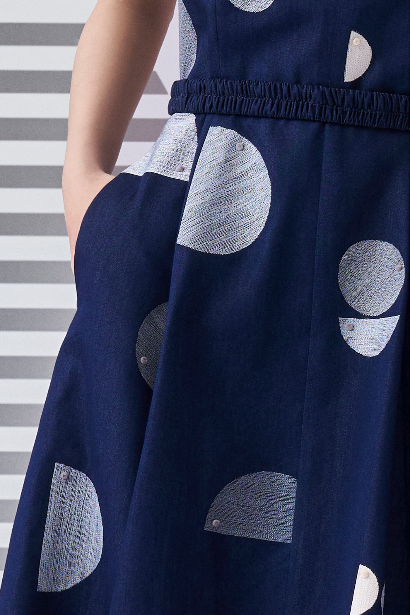 Bauhaus Denim Dress Nachiket Barve Blue Melange Singapore Online Shopping Indian Designer Wear