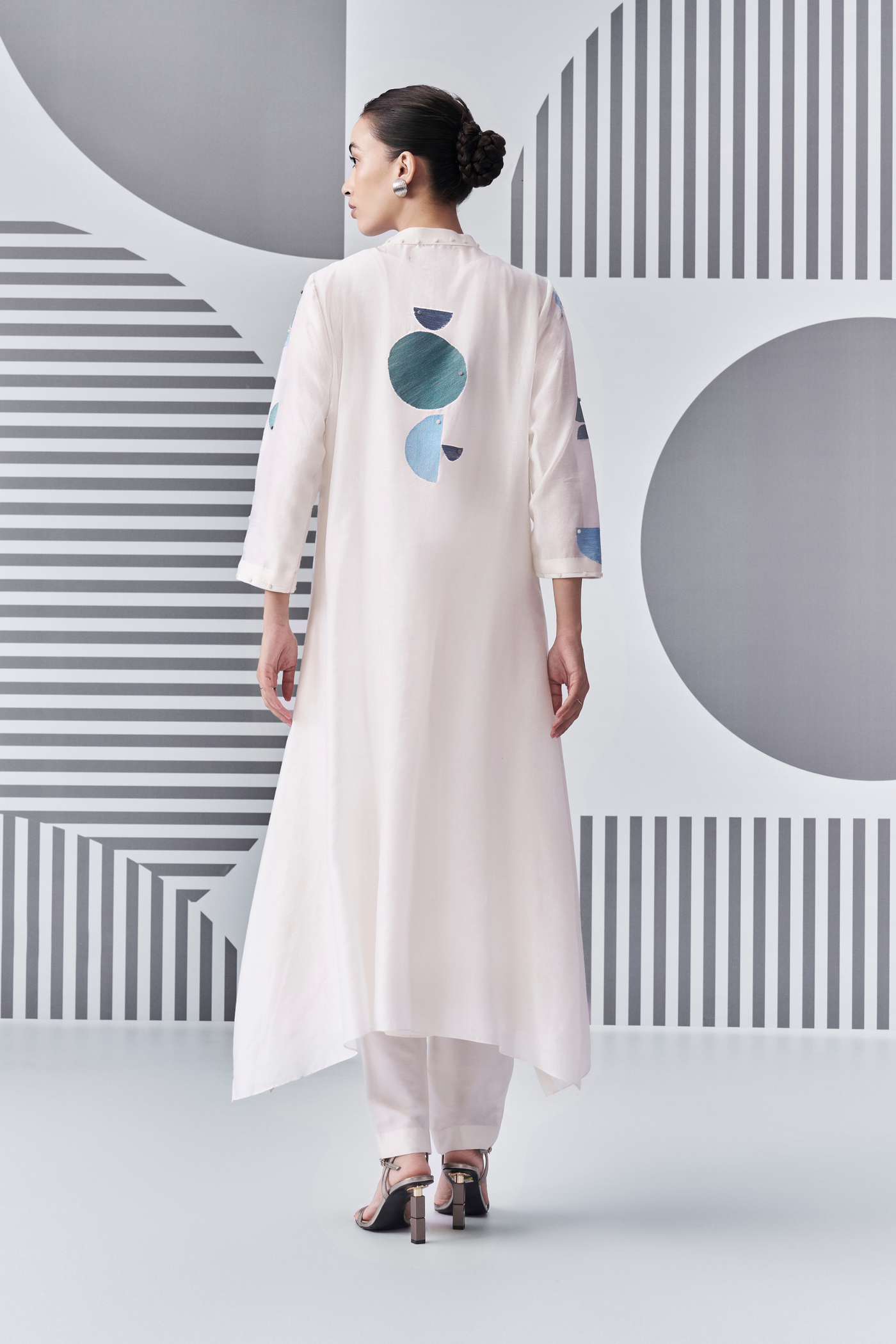 Bauhaus Trapezium Kurta with Pants and Scarf Melange Singapore Online Shopping Nachiket Barve Ivory