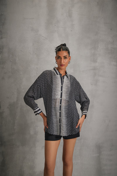 Namrata Joshipura Crest Oversize Shirt indian designer wear online shopping melange singapore