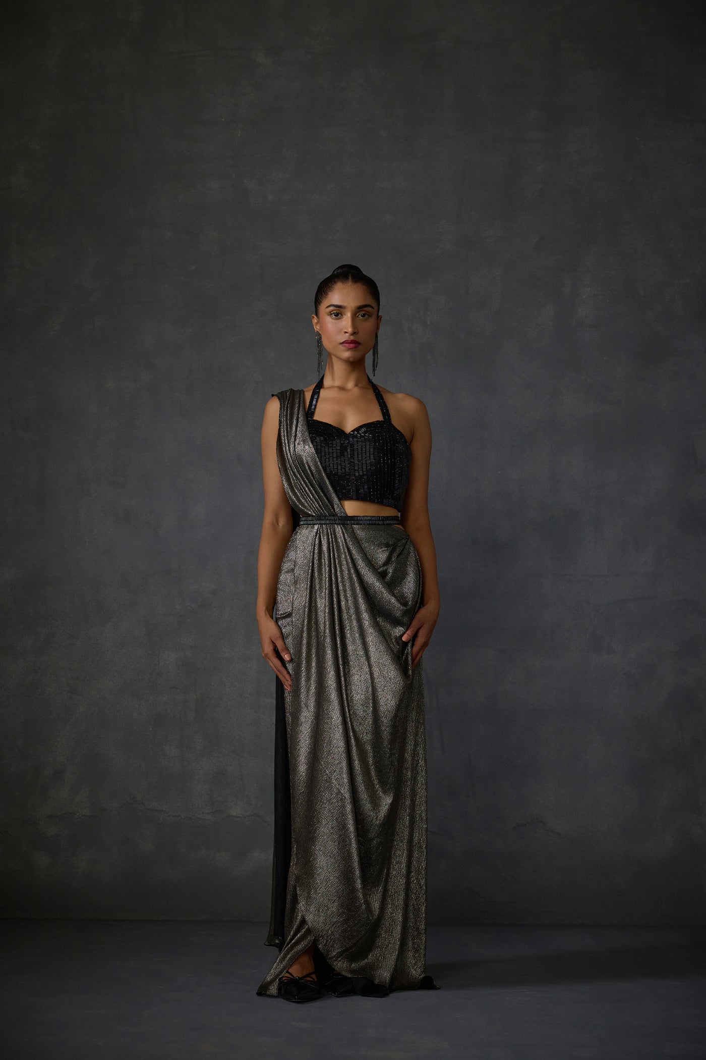 Namrata Joshipura Graysyl Draped Saree indian designer wear online shopping melange singapore