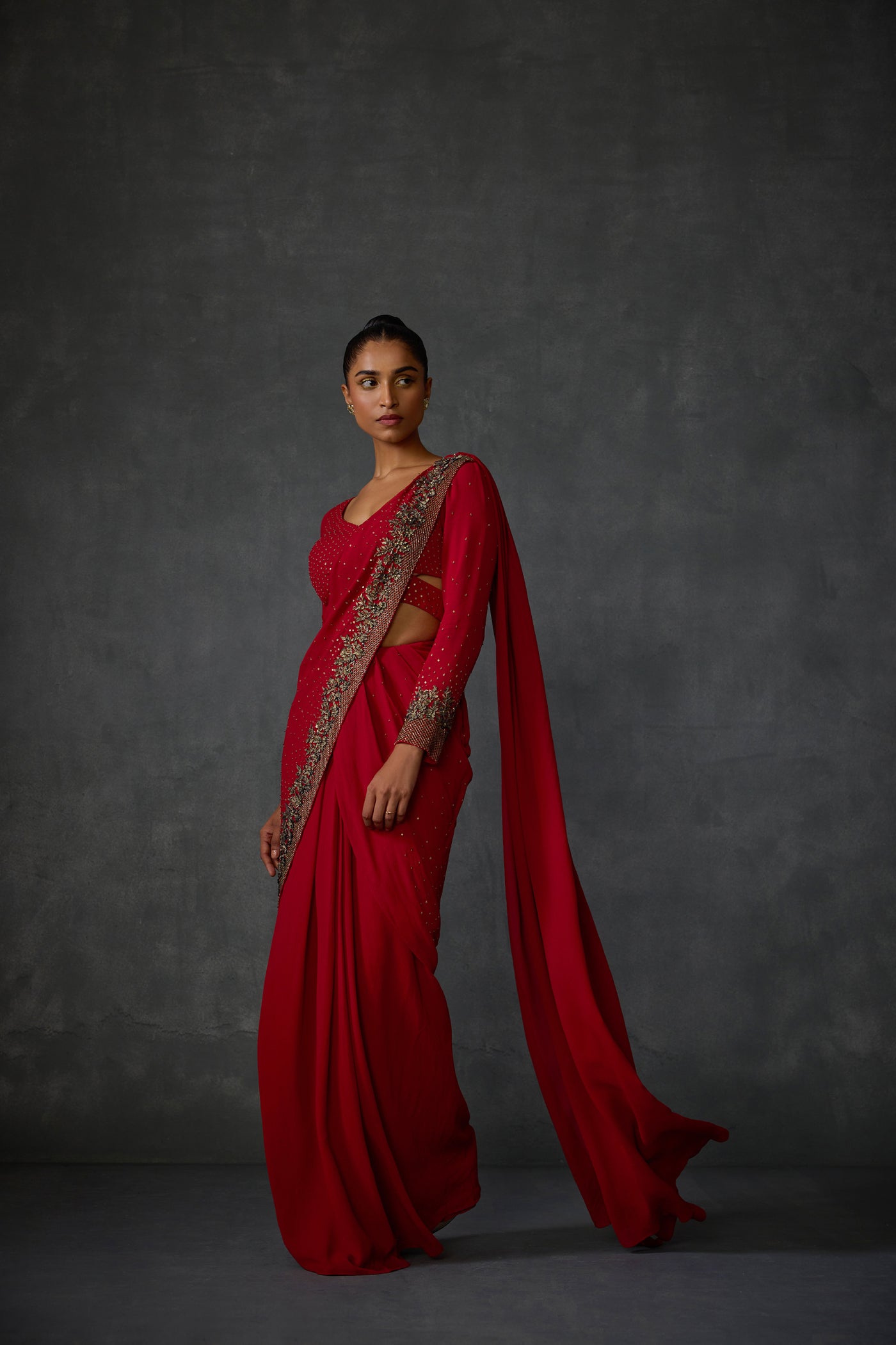 Namrata Joshipura Lattice  Draped Saree indian designer wear online shopping melange singapore
