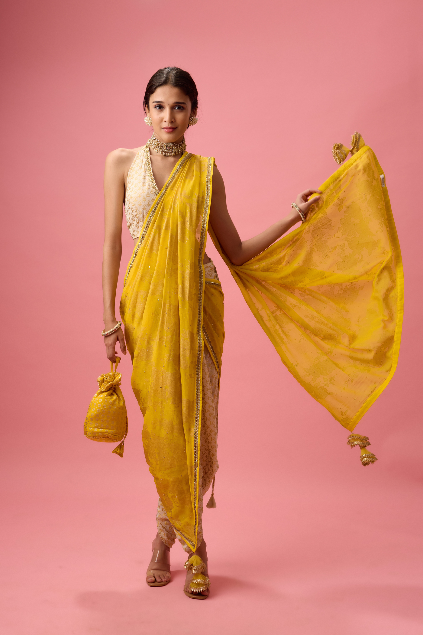 Crepe Dhoti Saree