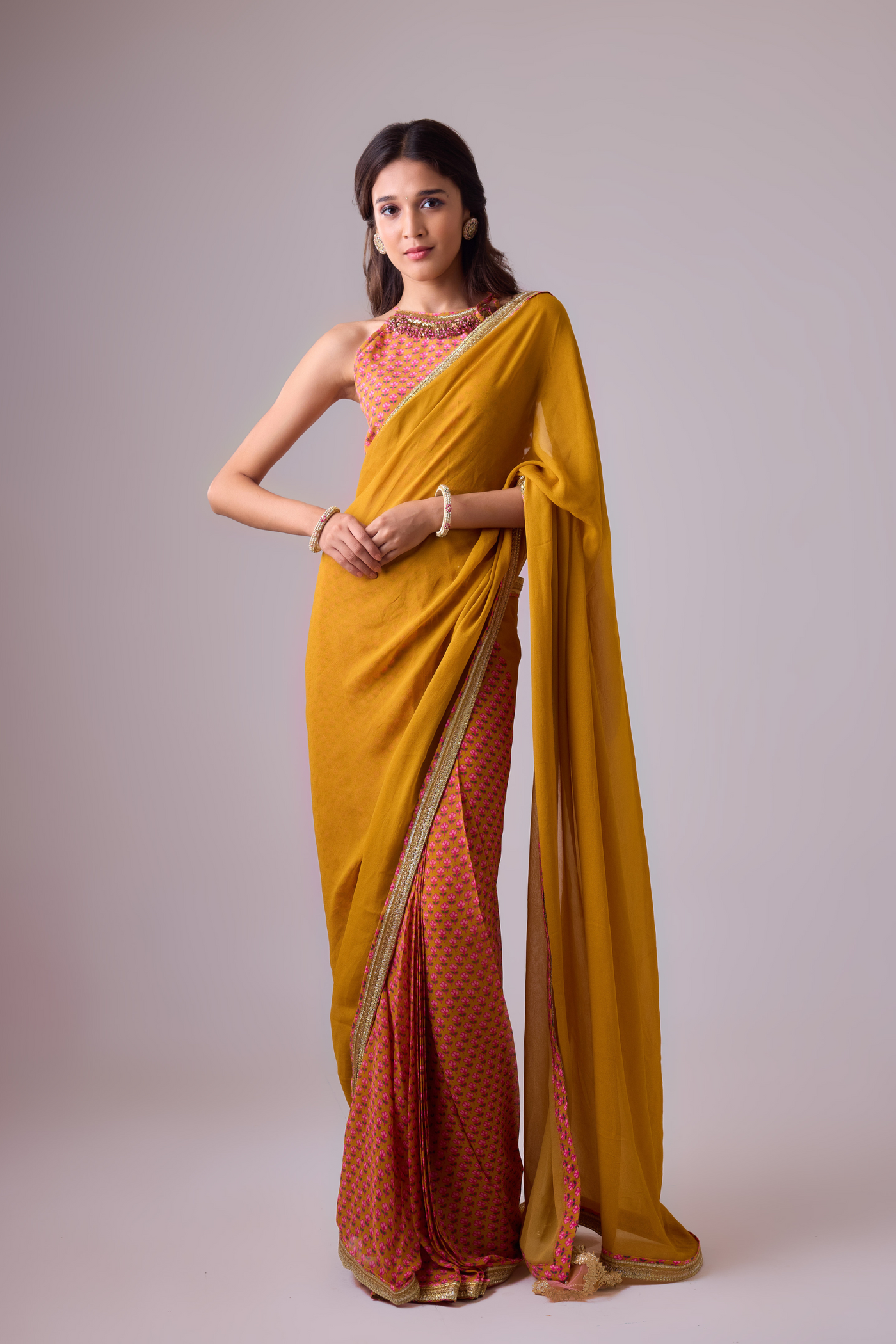 Georgette Saree with Crepe Blouse