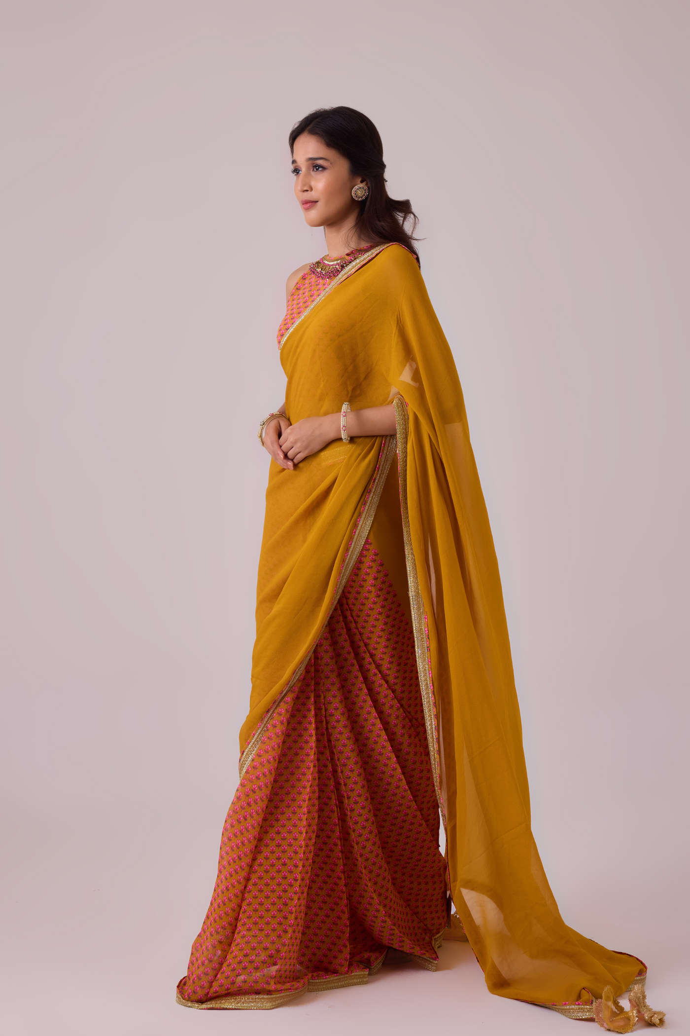 Georgette Saree with Crepe Blouse