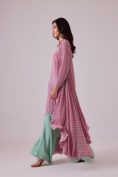 Nikasha Godet Tunic with Neck Detailing with Palazzo Pant Pista Womenswear Online Shopping Melange Singapore