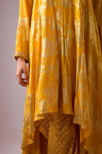 Long Asymmetrical Foil Printed Kurta