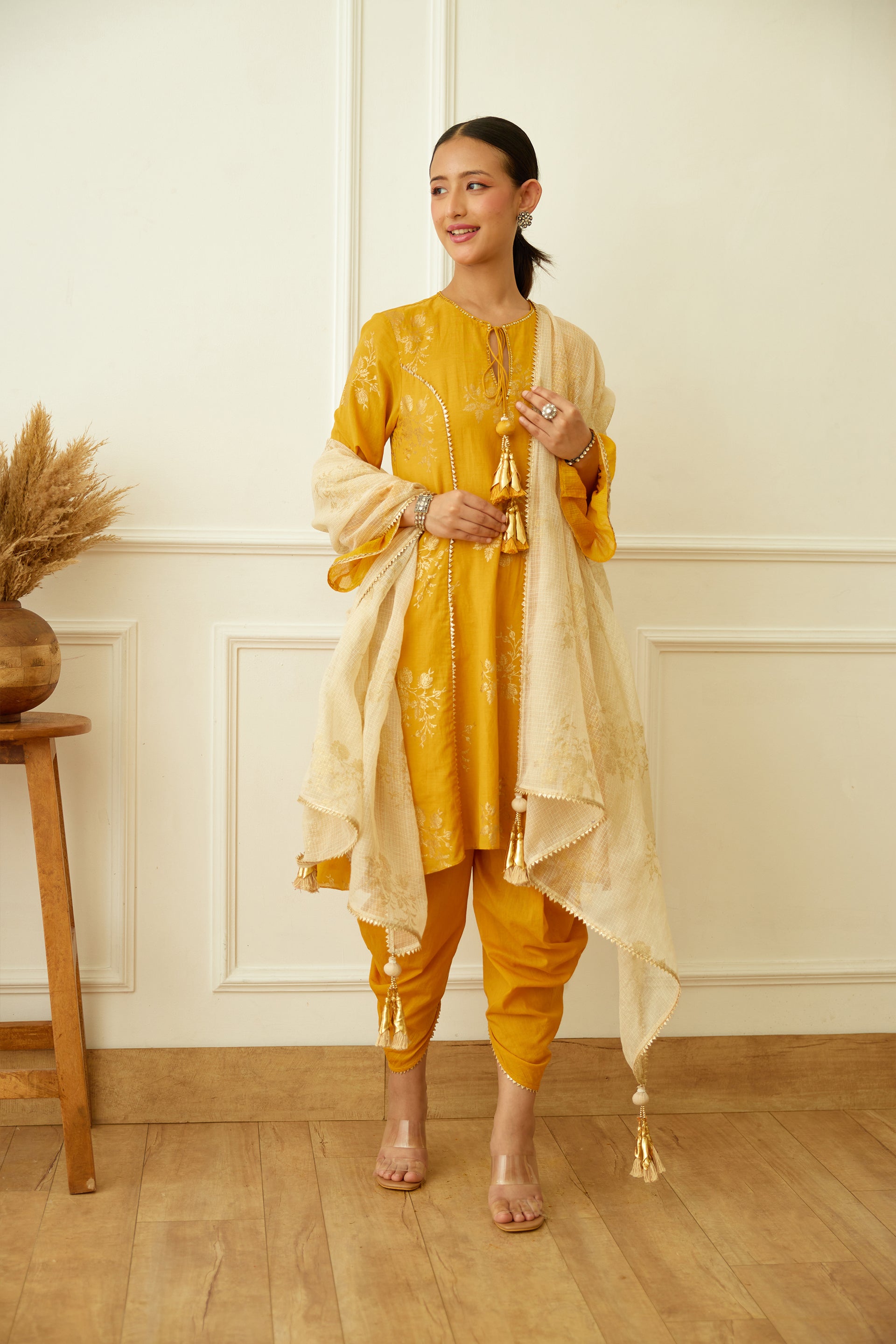 Ochre Foil Dhoti Set – Melange Singapore