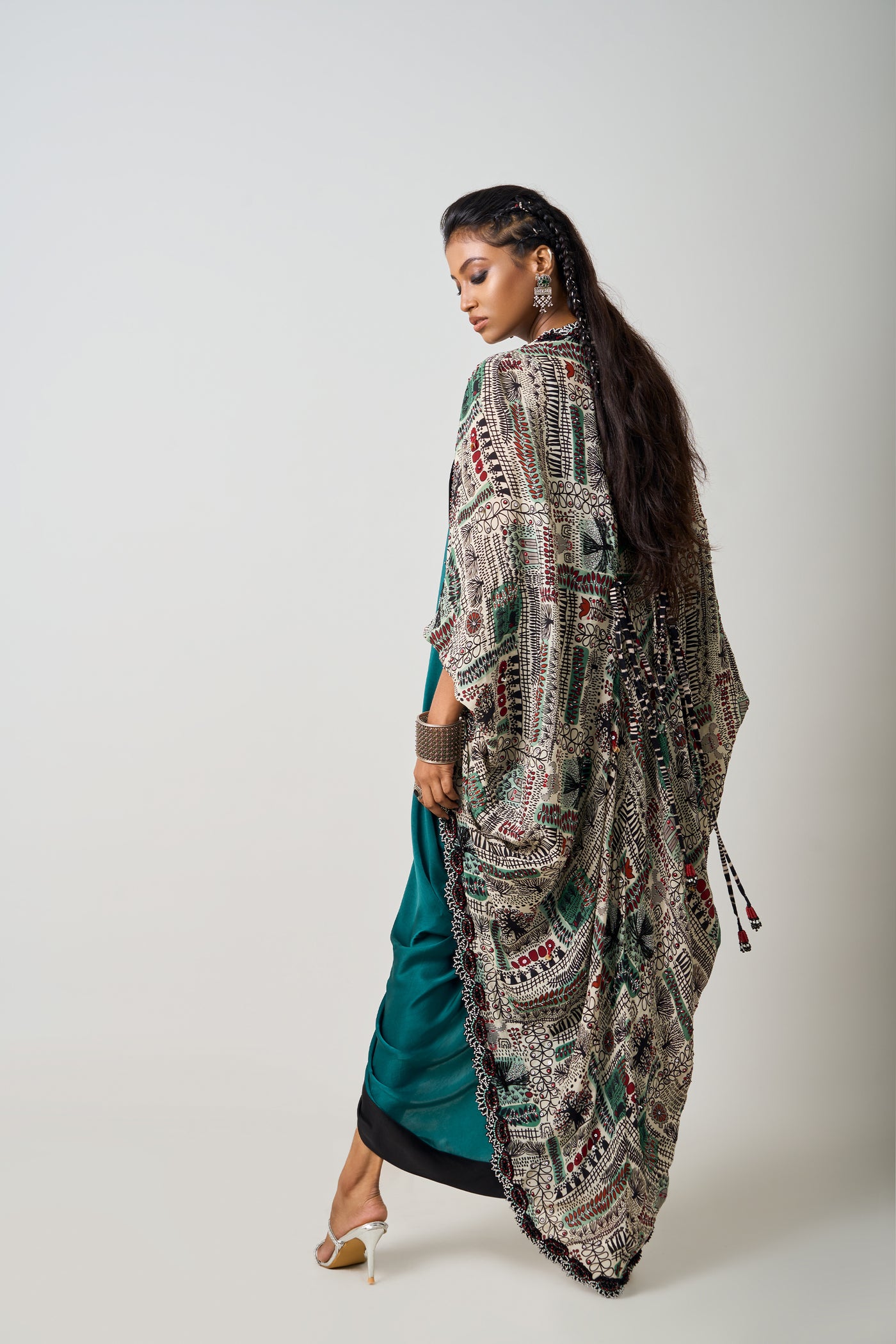 Nupur Kanoi Gather Kite And Teal Sack Dress Set indian designer wear online shopping melange singapore