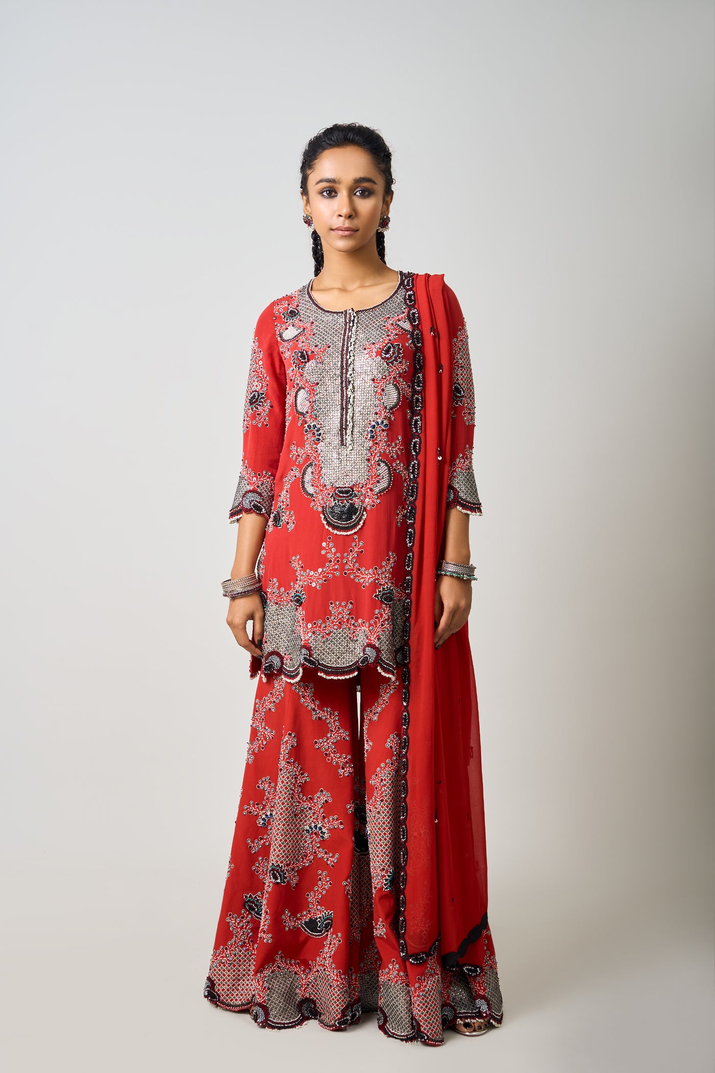 Nupur Kanoi Hand-Embroidered Kurti Set indian designer wear online shopping melange singapore