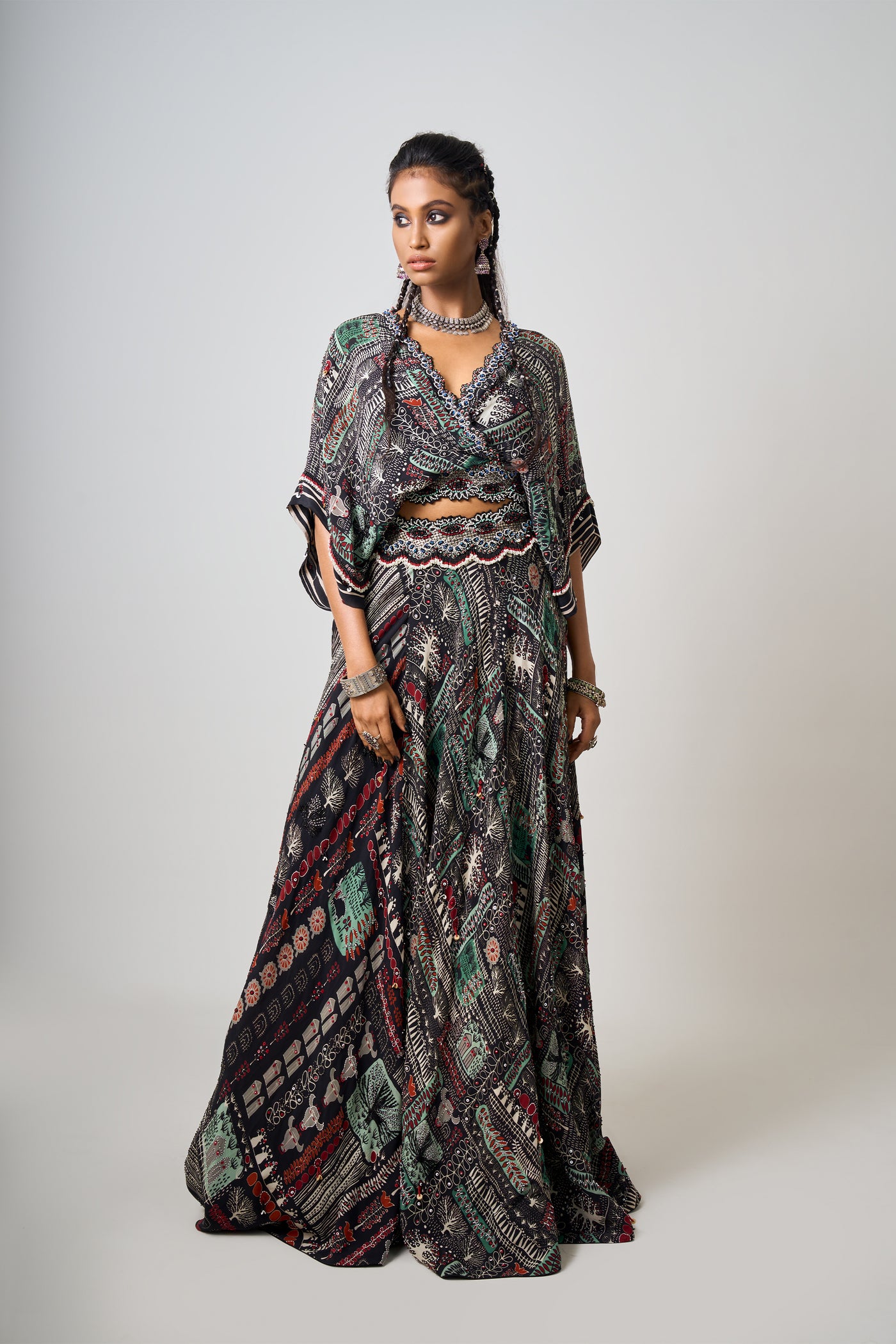 Nupur Kanoi Kaftan Top With Lehenga Set indian designer wear online shopping melange singapore