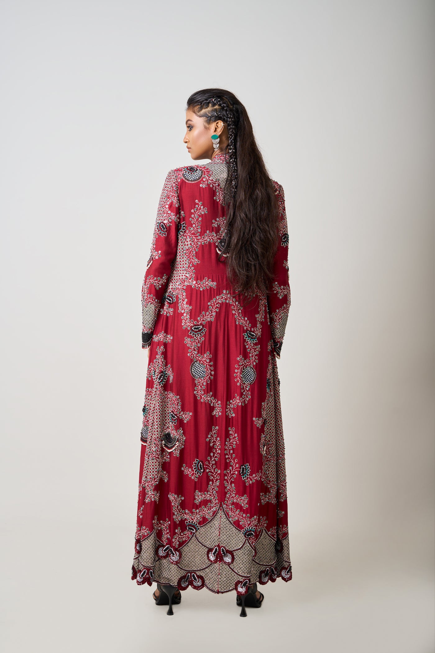 Nupur Kanoi Long Jacket And Skirt Set indian designer wear online shopping melange singapore
