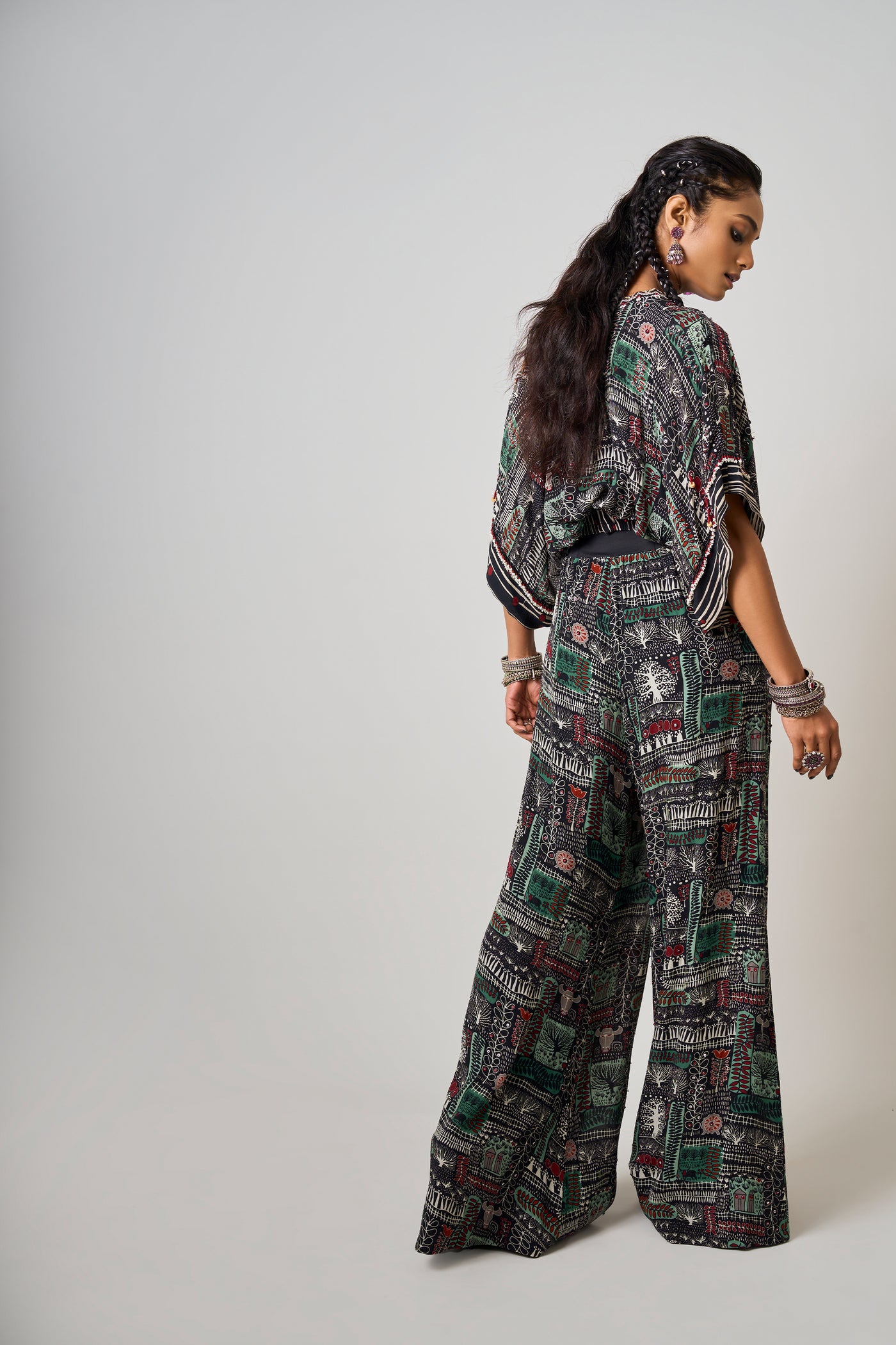 Nupur Kanoi Off-Shoulder Top With A-Line Pants Set indian designer wear online shopping melange singapore