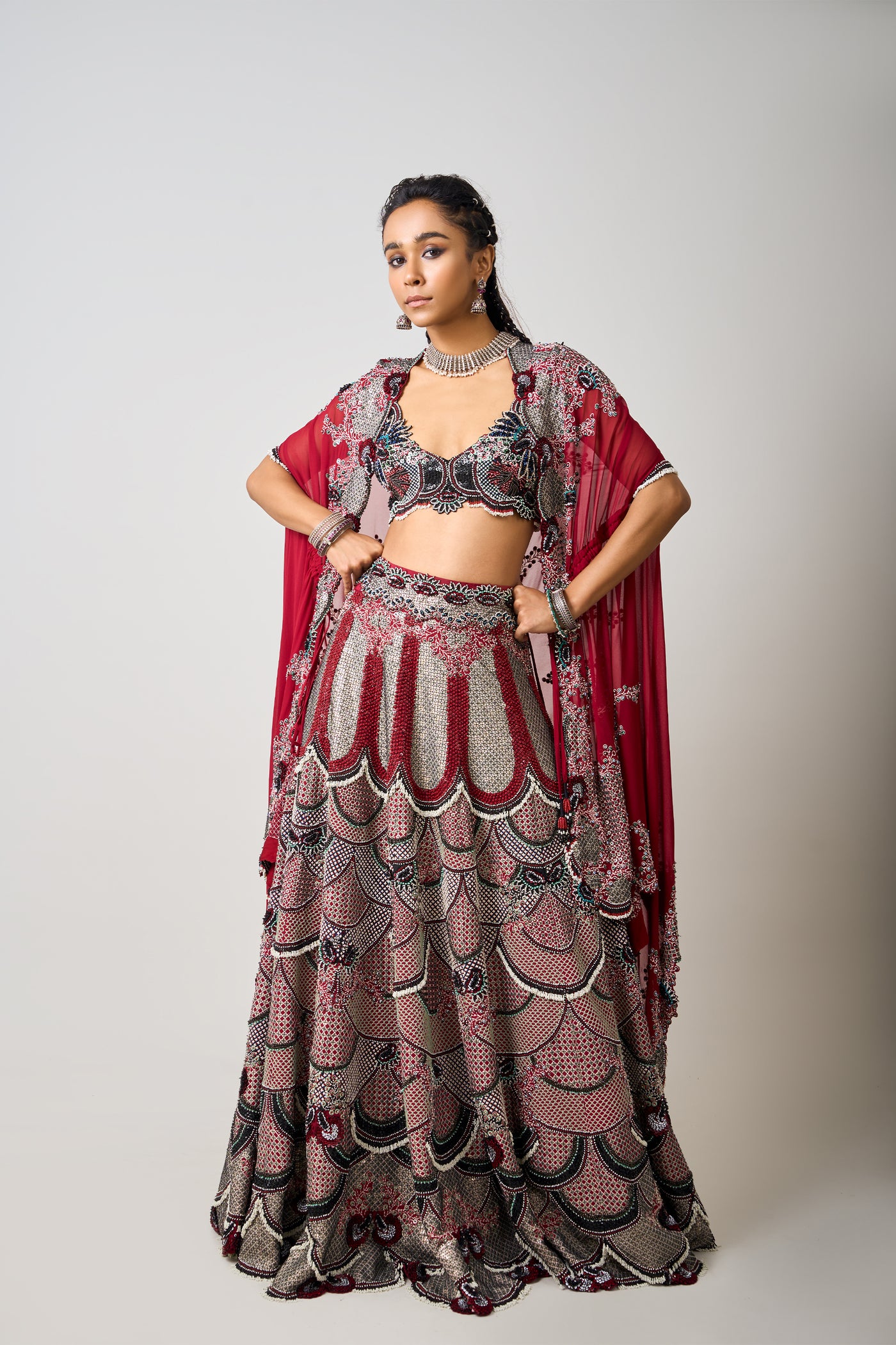 Nupur Kanoi V-Neck Lehenga Set indian designer wear online shopping melange singapore