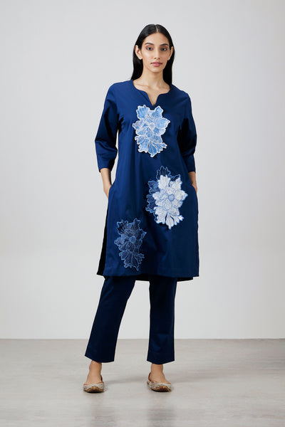 Pallavi Swadi Azure Bloom Kurta Set indian designer wear online shopping melange singapore