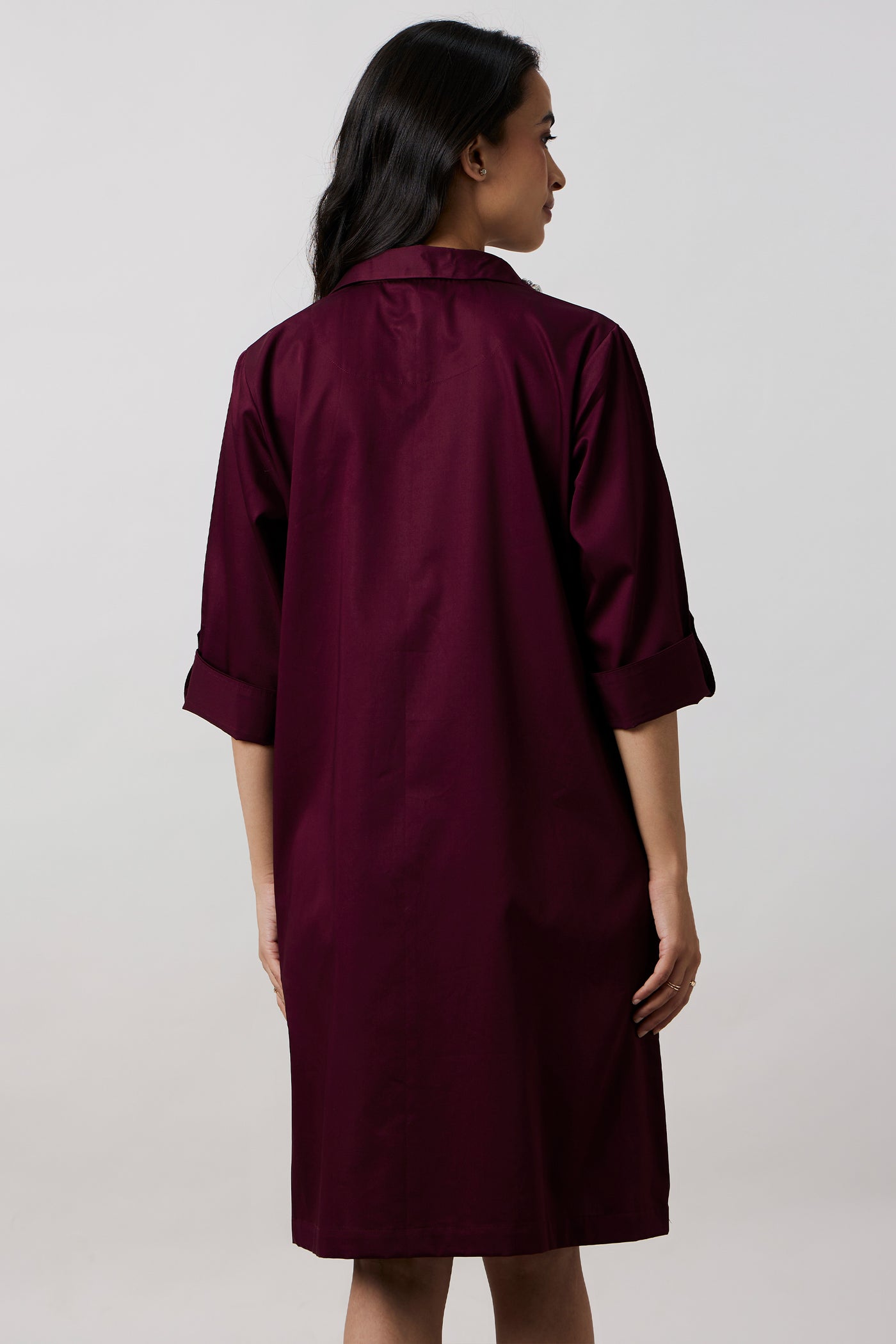 Pallavi Swadi Burgandy Collar Pocket Swarovski Shirt Dress indian designer wear online shopping melange singapore