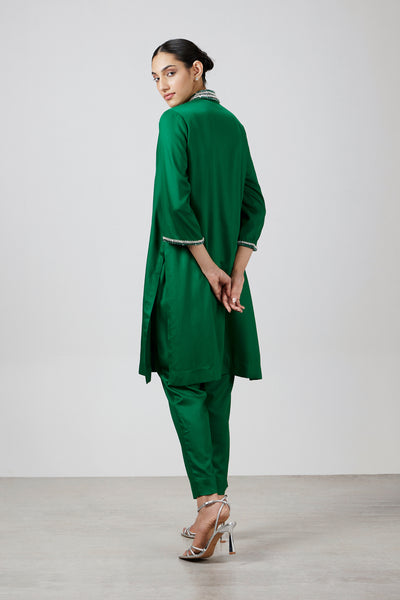 Pallavi Swadi Étoile Emerald Kurta Set indian designer wear online shopping melange singapore