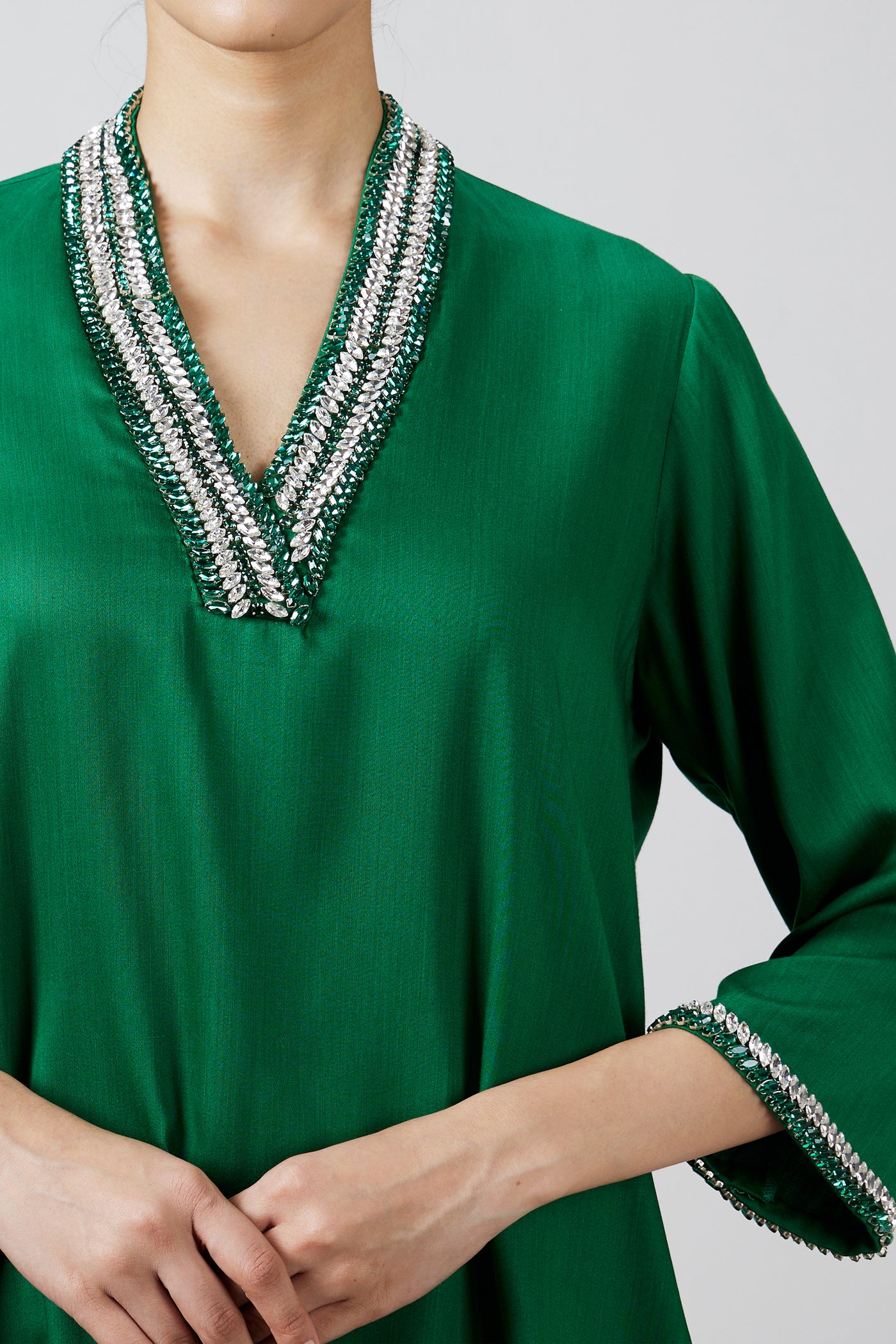 Pallavi Swadi Étoile Emerald Kurta Set indian designer wear online shopping melange singapore