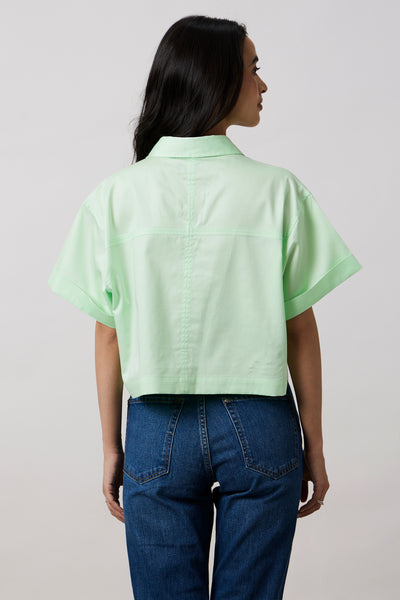 Pallavi Swadi Lime Crop Shirt With Swarovski Studs indian designer wear online shopping melange singapore