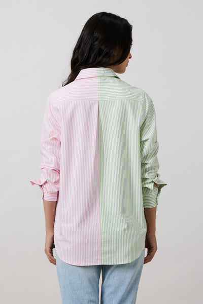 Pallavi Swadi Pastel Stripes Swarovski Collar Shirt indian designer wear online shopping melange singapore