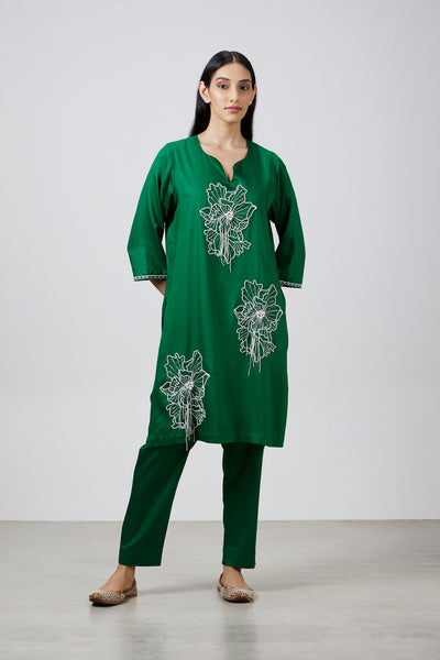 Pallavi Swadi Perla Emerald Kurta Set indian designer wear online shopping melange singapore