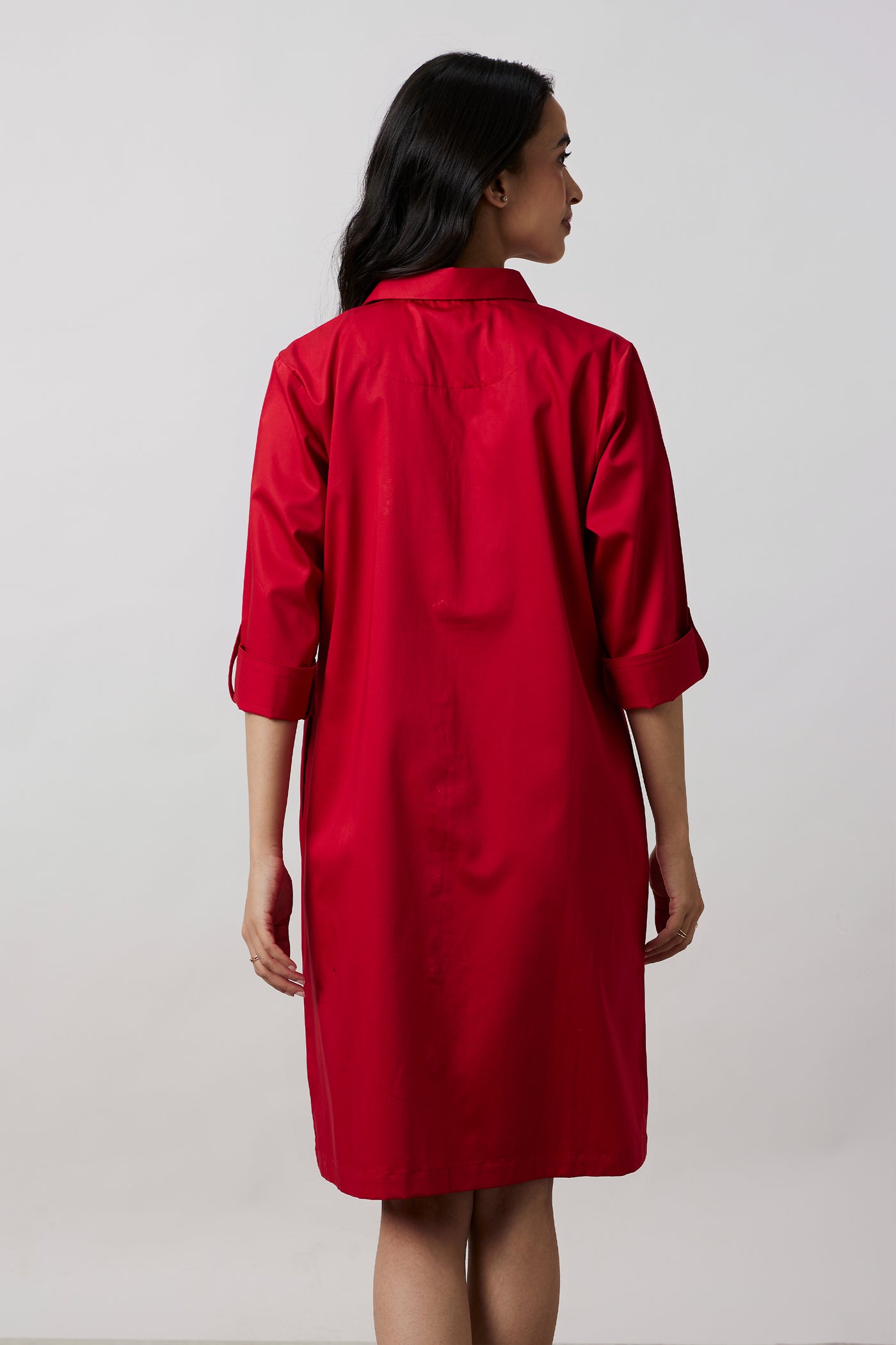 Pallavi Swadi Red Pocket Swarovski Shirt Dress indian designer wear online shopping melange singapore