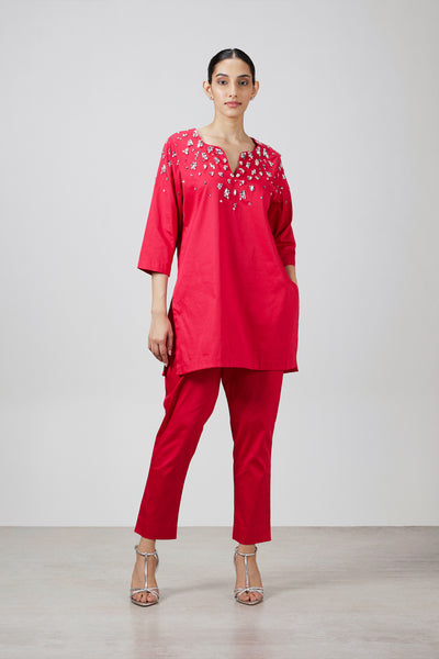 Pallavi Swadi Roseberry Swarovski kurta set indian designer wear online shopping melange singapore