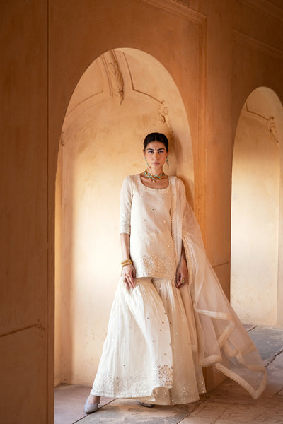 Preevin Off White Diamond Straight Sharara indian designer wear online shopping melange singapore