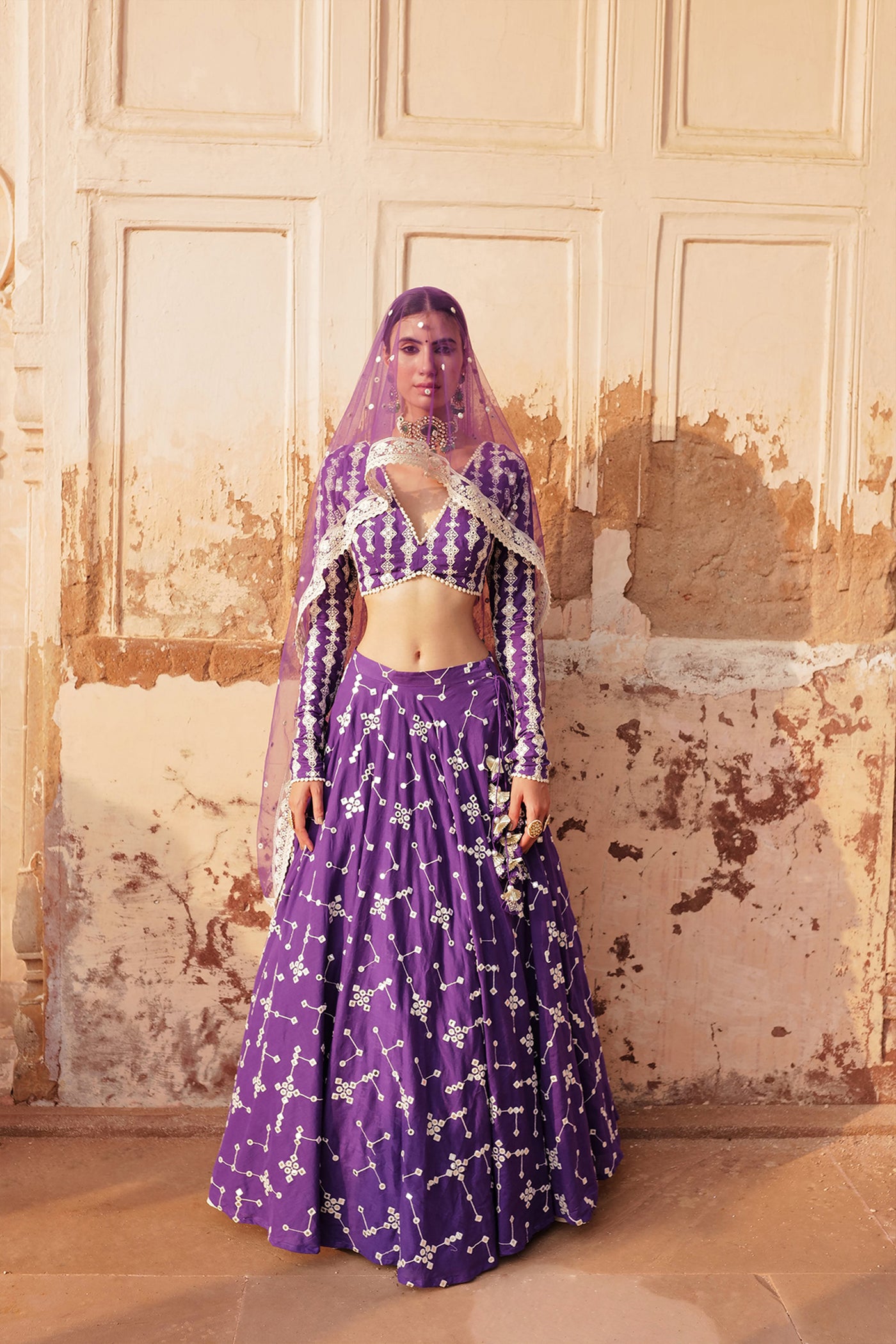 Preevin Purple Sk Bk Lehenga With Embroidered Dupatta indian designer wear online shopping melange singapore