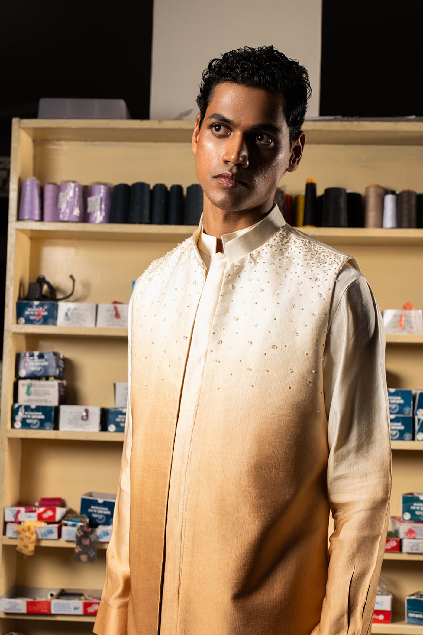 Project Bandi Gold Yaara Open Bandi With Matching Kurta Pajama Set indian designer wear online shopping melange singapore