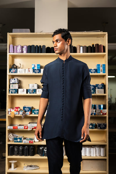 Project Bandi Navy Sheher Kurta Pajama Set indian designer wear online shopping melange singapore