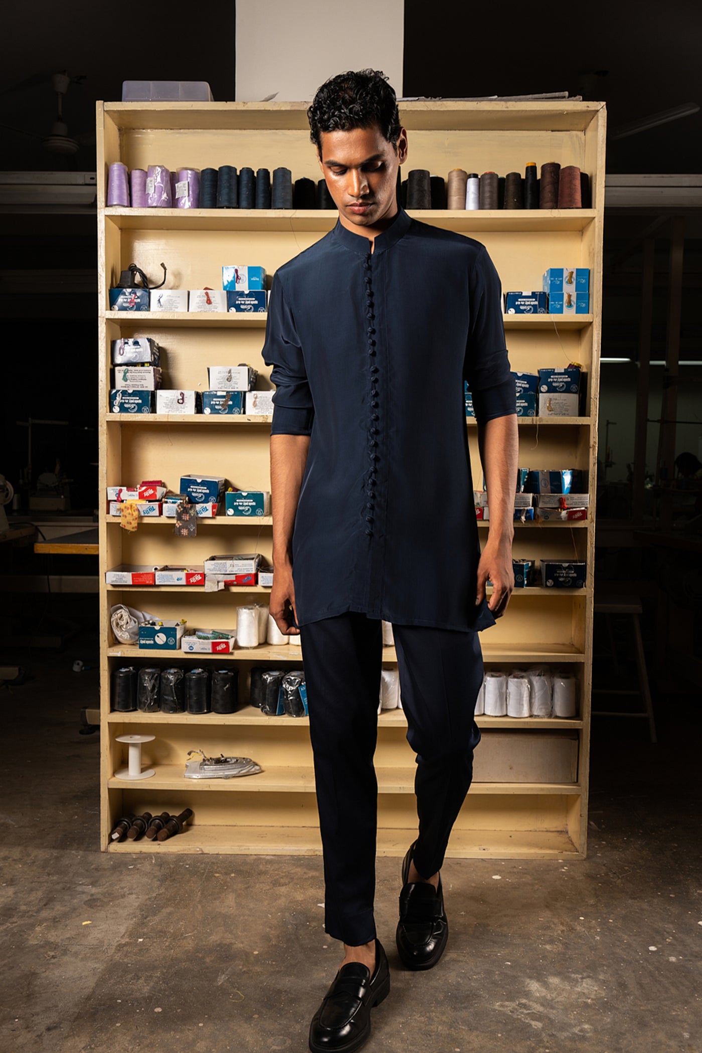 Project Bandi Navy Sheher Kurta Pajama Set indian designer wear online shopping melange singapore