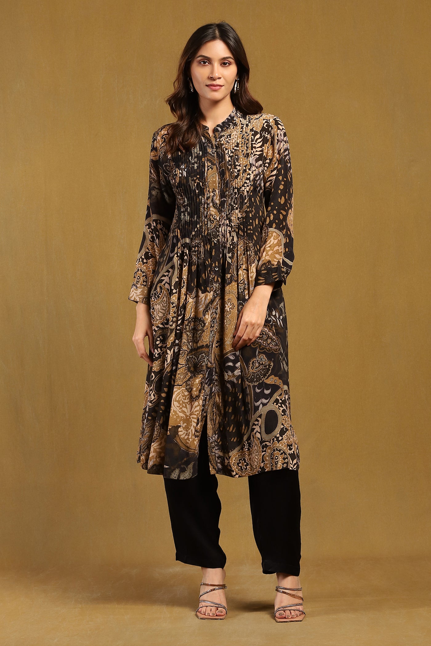 Ritu Kumar Black Dewey Kurta indian designer wear online shopping melange singapore
