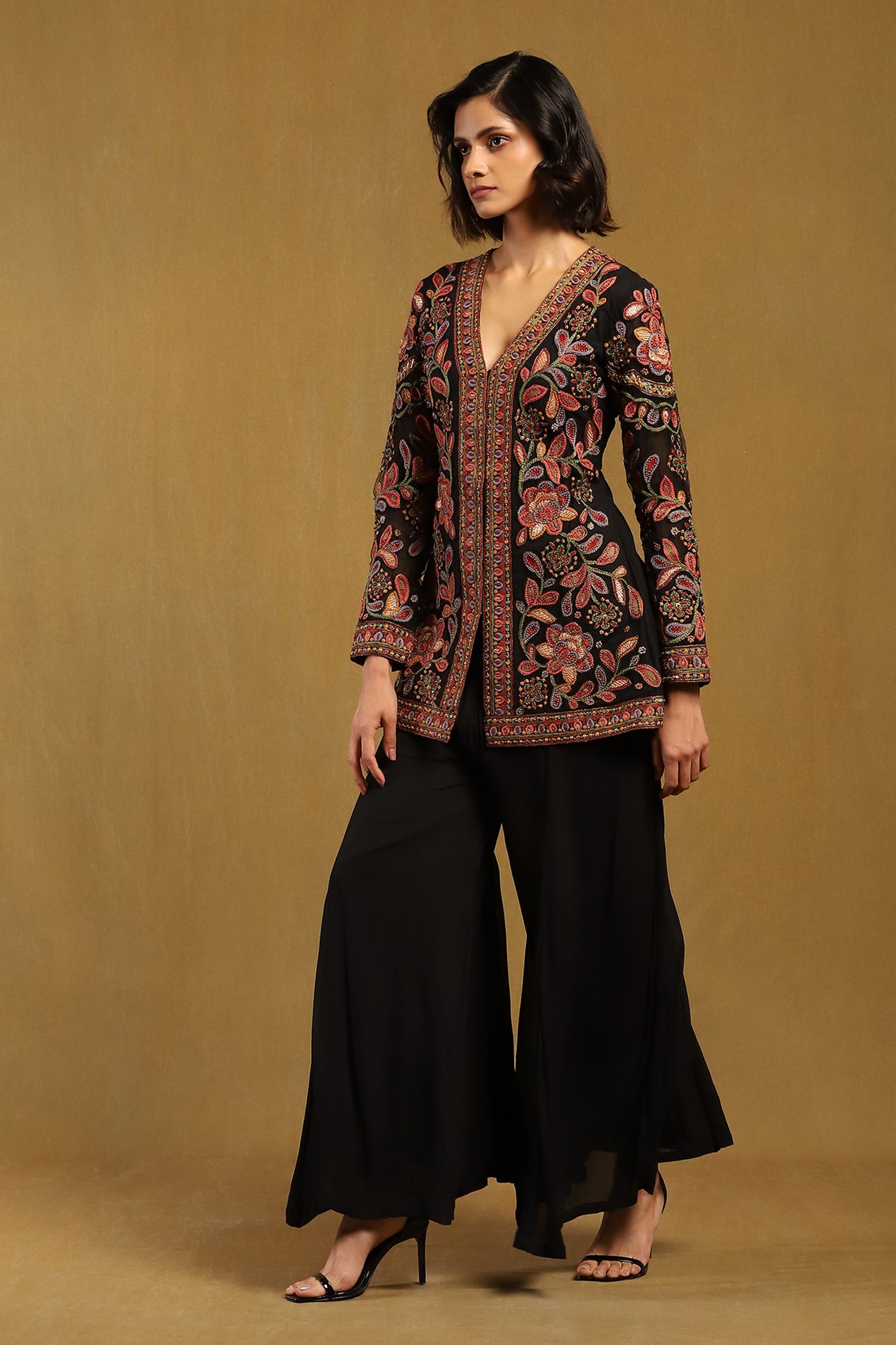 Ritu Kumar Black Velentine Kurta With Sharara indian designer wear online shopping melange singapore