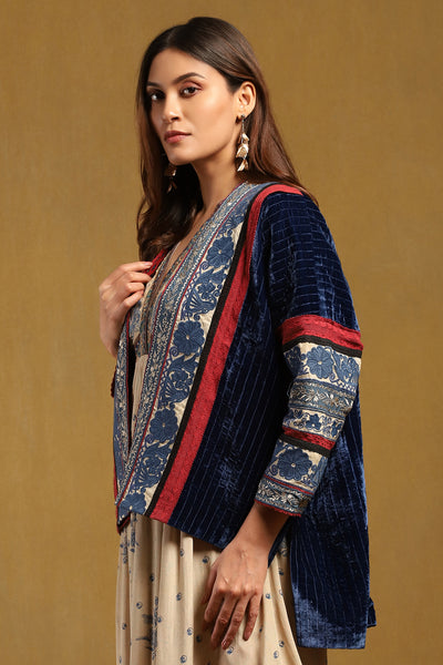 Ritu Kumar Blue Azra Jacket indian designer wear online shopping melange singapore
