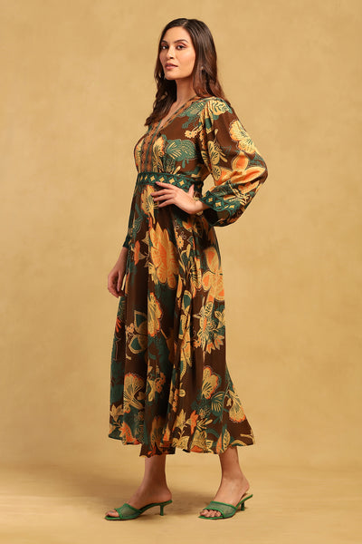 Ritu Kumar Brown Anisa Dress indian designer wear online shopping melange singapore