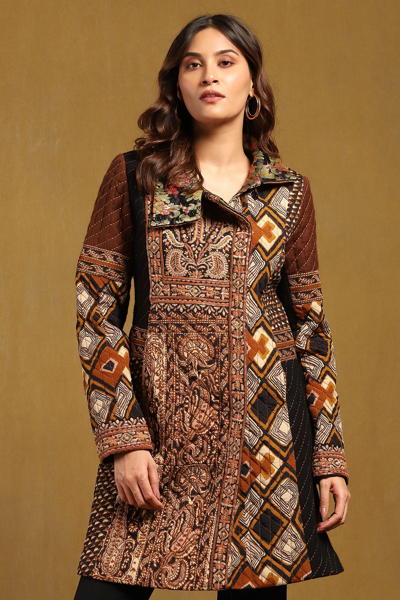 Ritu Kumar Brown Meraki Jacket indian designer wear online shopping melange singapore